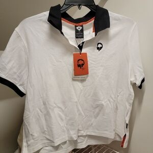 REI Co-op White and Black Golf Polo Shirt